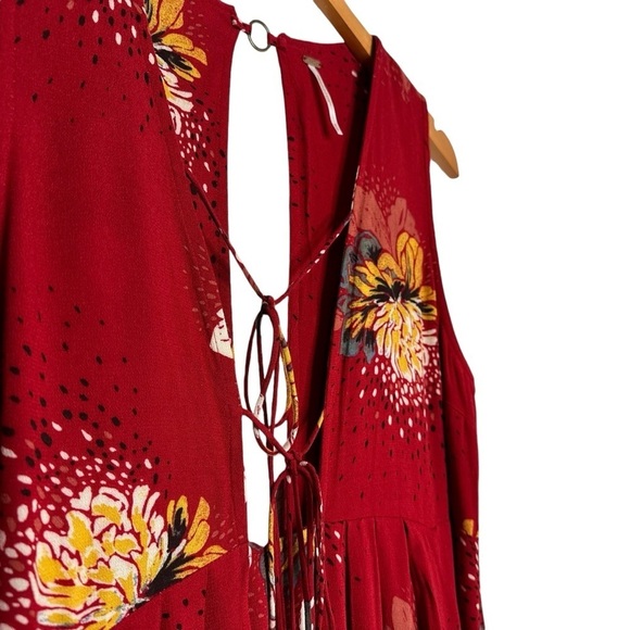 Free People Womens Lovely Day Floral Printed Tunic Size XS Red Boho Sleeveless - Picture 5 of 10